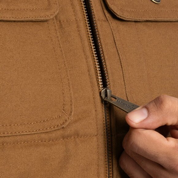 NWT XL--3XL Wrangler Workwear Quilted Duck Work Vest Brown Durable Warm Utility - Picture 4 of 6